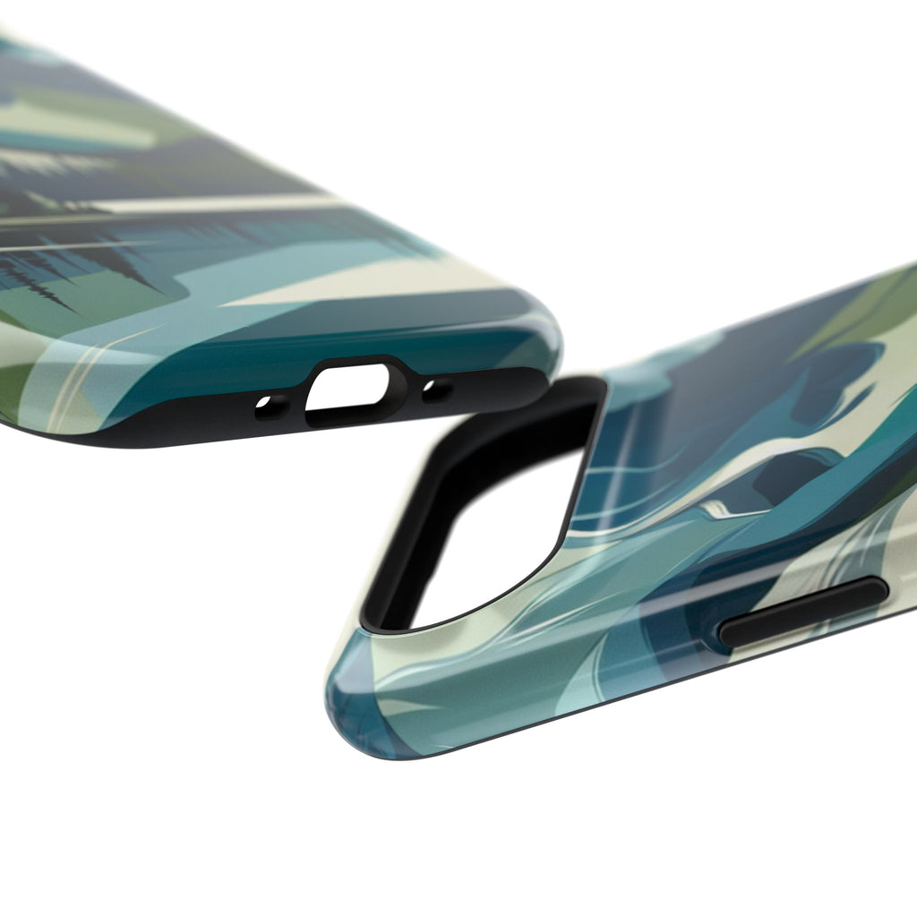 Impact Resistant Phone Case - Mountain Lake with Forest Design