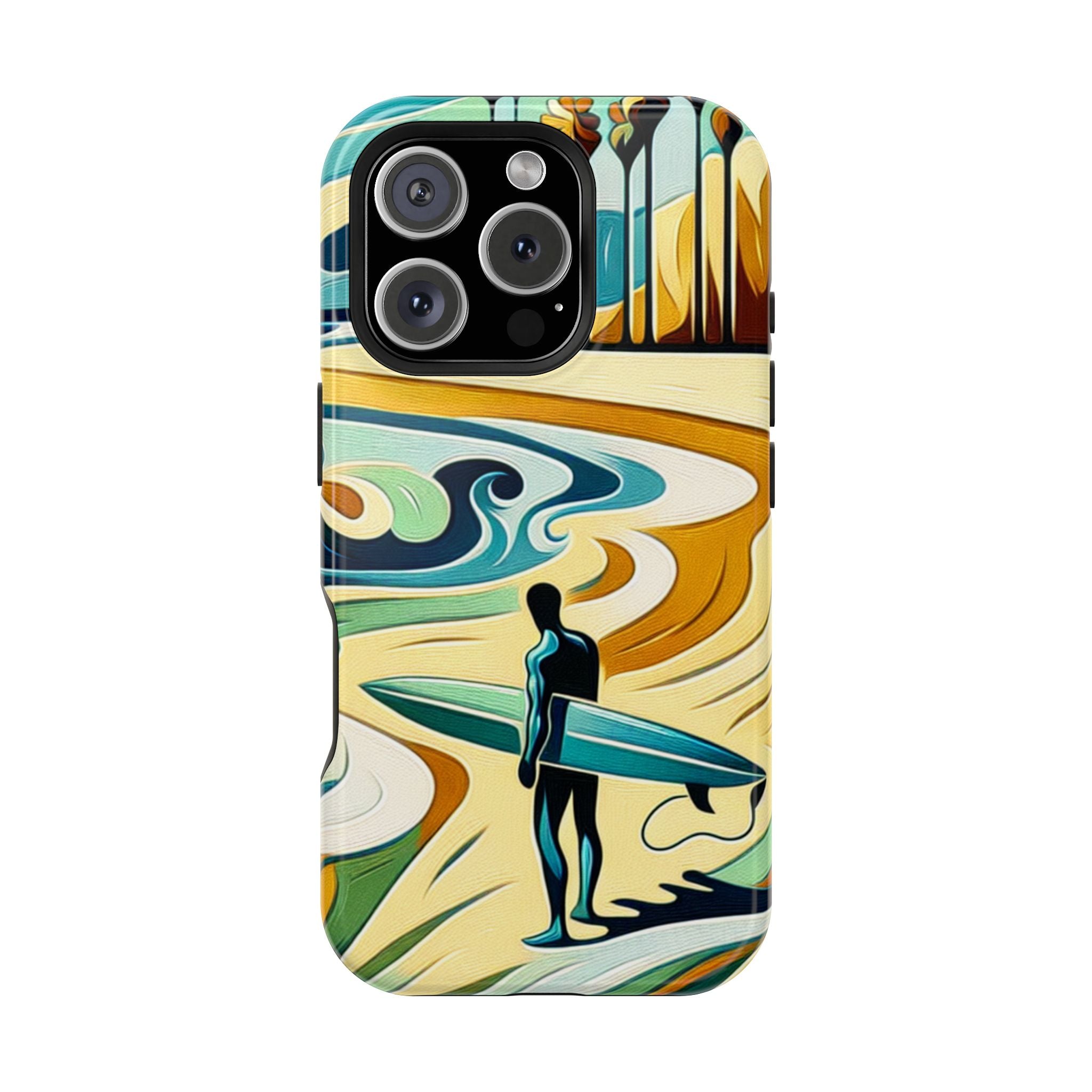 Impact Resistant Phone Case Surfing Colorful Beach Art Case, Summer Vibes