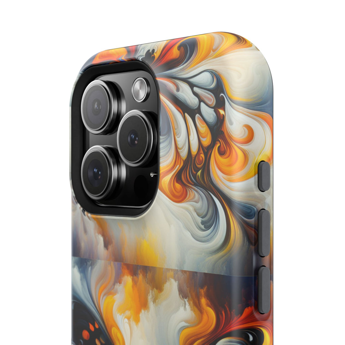 Impact-Resistant Phone Case — Orange & Black Swirl Butterfly Design