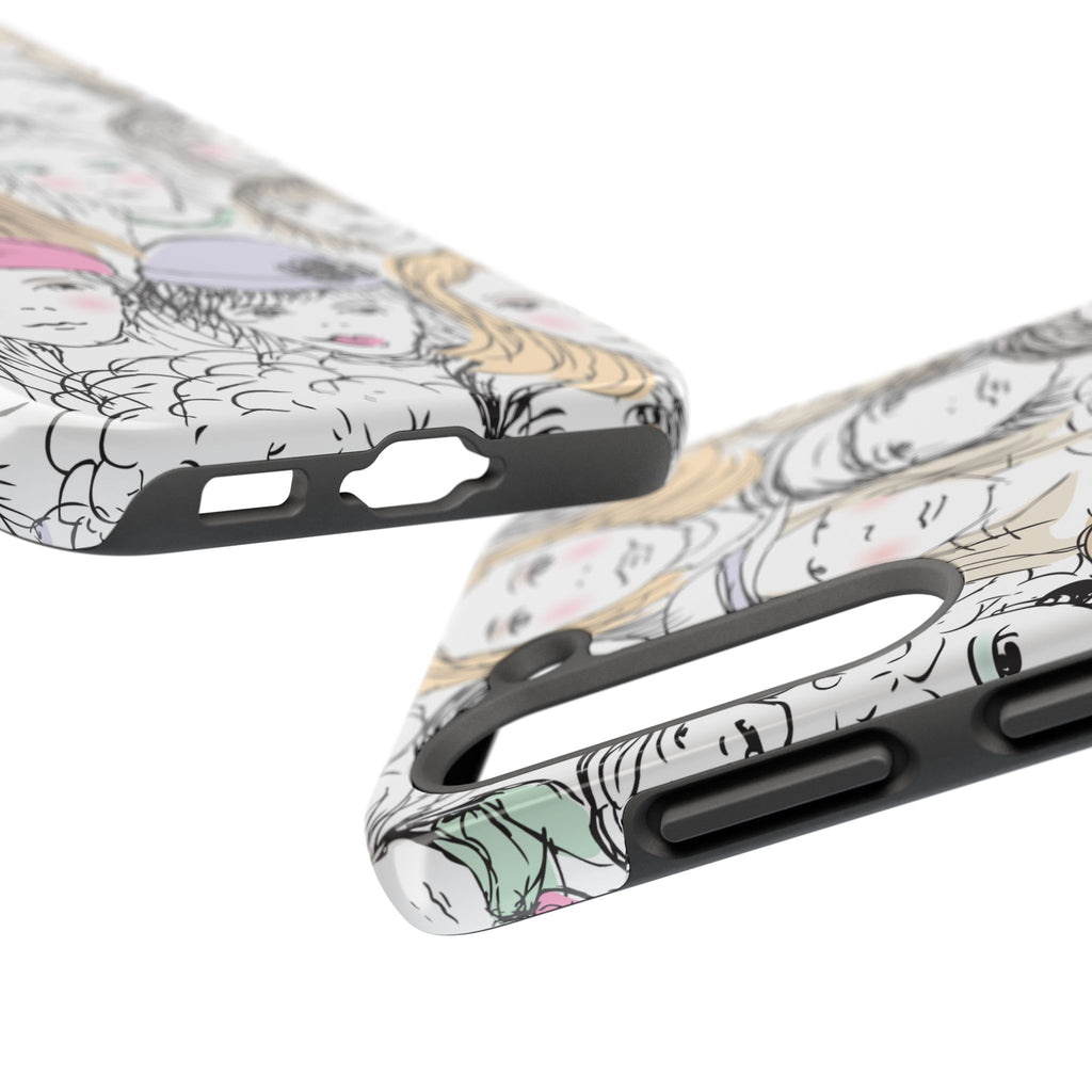 Phone Case — Hand-Drawn Faces Pattern