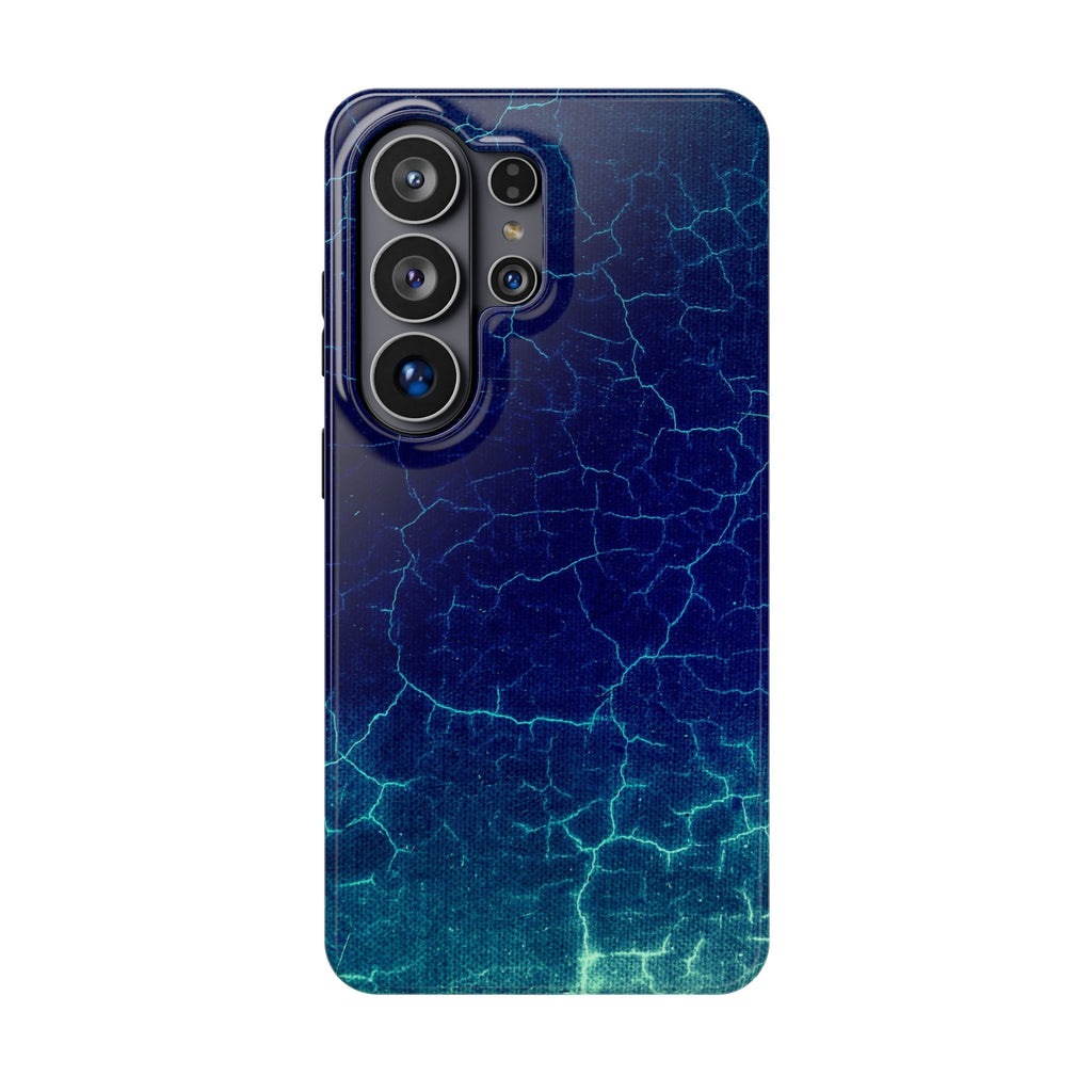 Blue Electric Crackle Phone Case — Impact-Resistant Galaxy Phone Protective Cover