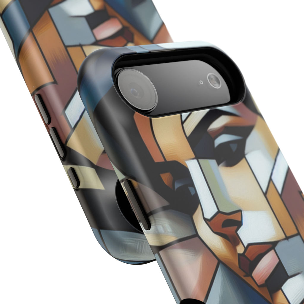 Impact-Resistant Phone Case — Modern Geometric Portrait Design