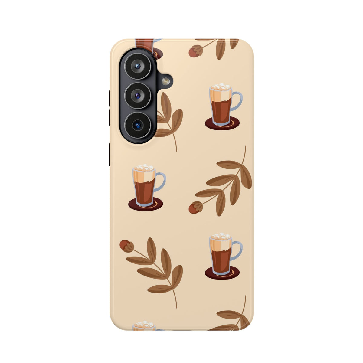 Latte & Leaves Impact-Resistant Phone Case for Samsung Galaxy Phones