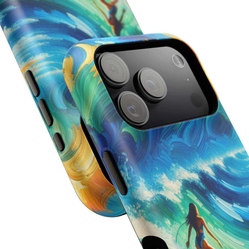 Surfer Wave Impact Phone Case – Vibrant Ocean Art Protective Cover