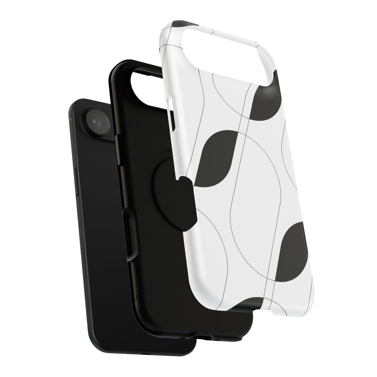 Minimalist Black Leaf Phone Case — Impact-Resistant Protective Case for iPhone