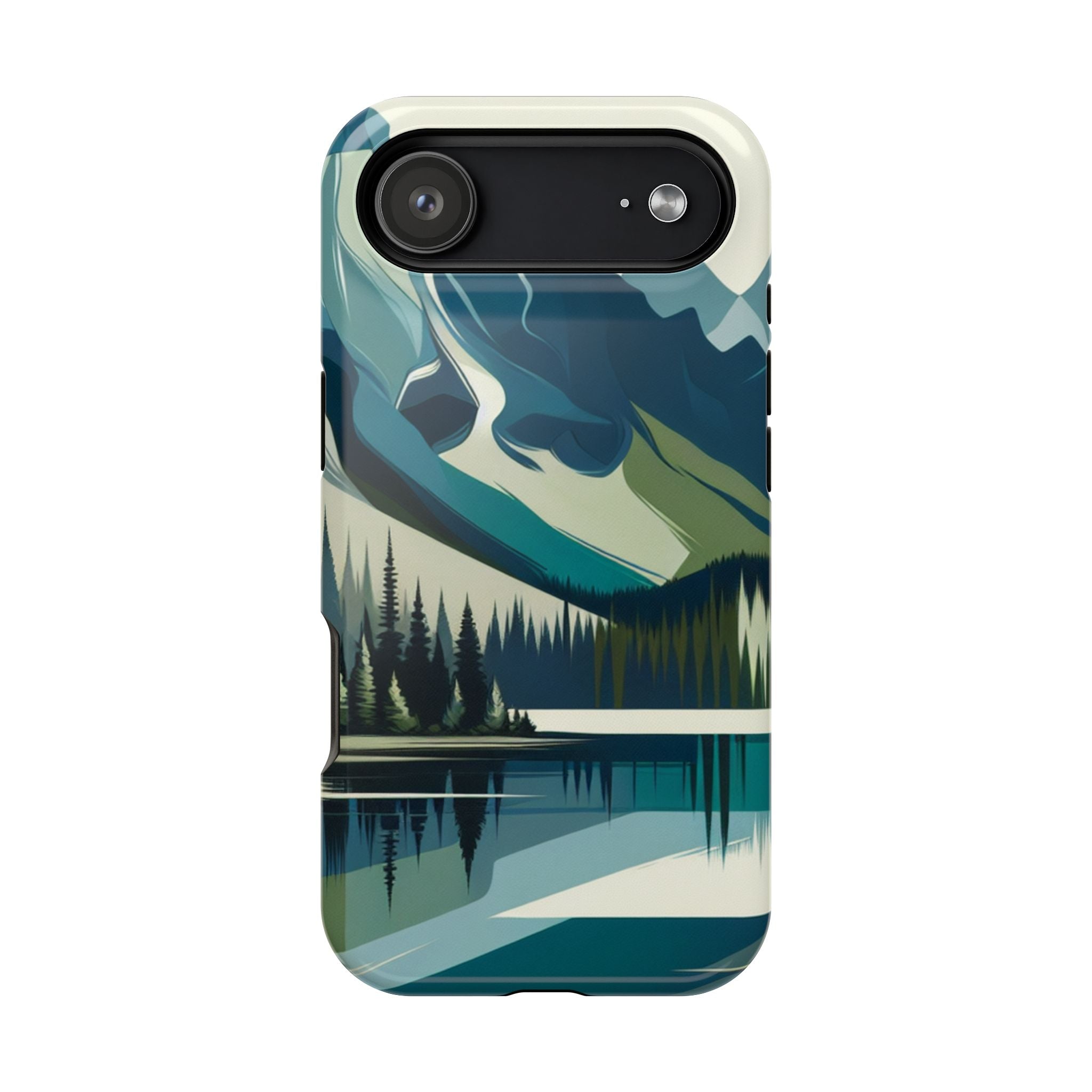 Impact Resistant Phone Case - Mountain Lake with Forest Design