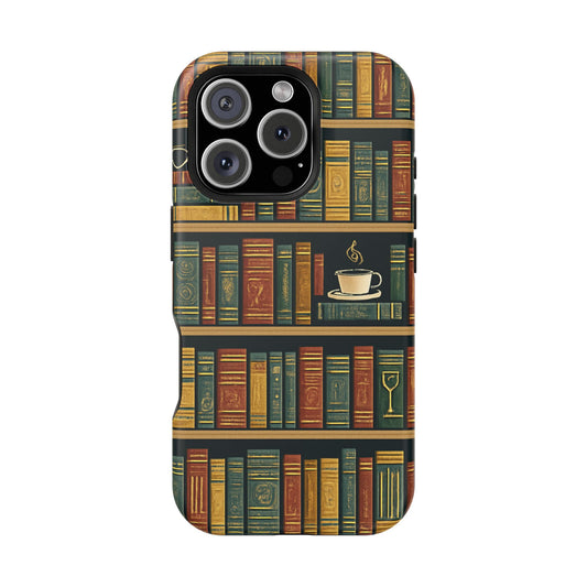 Bookshelf Pattern Impact-Resistant Phone Case