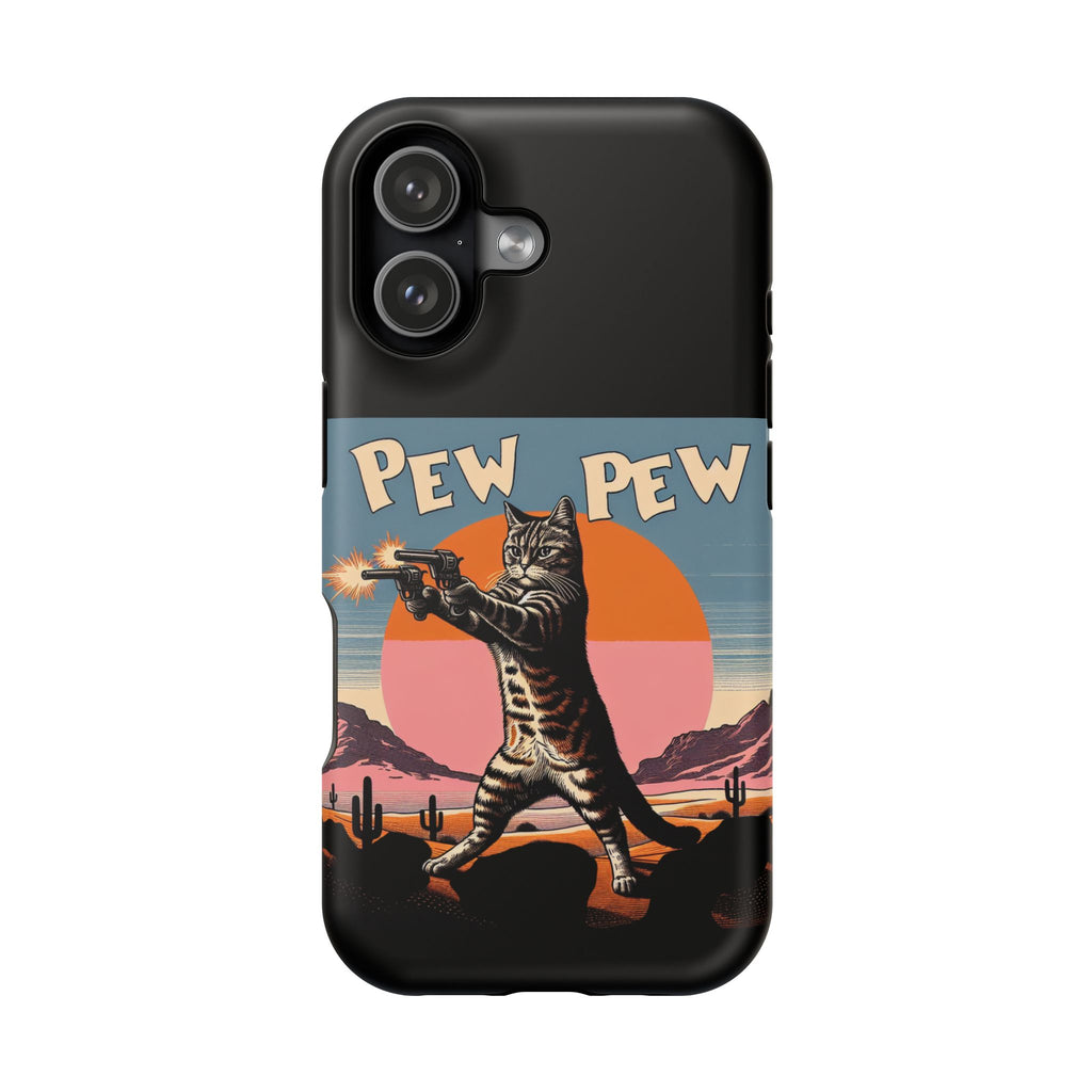 Pew Pew Cat Phone Case — Retro Shooter Impact-Resistant iPhone Cover