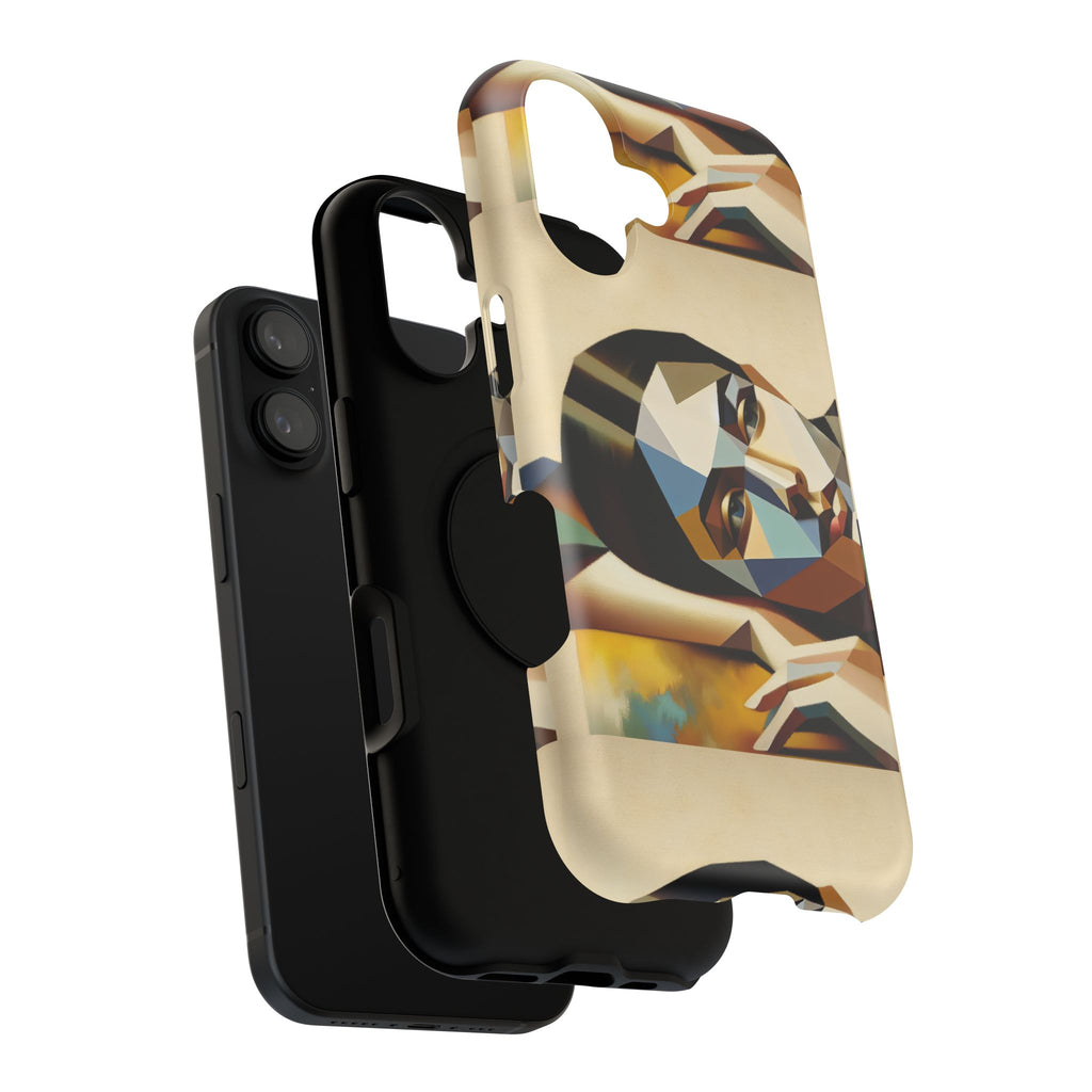 Geometric Portrait Impact-Resistant Phone Case — Abstract Face Art Protective Cover