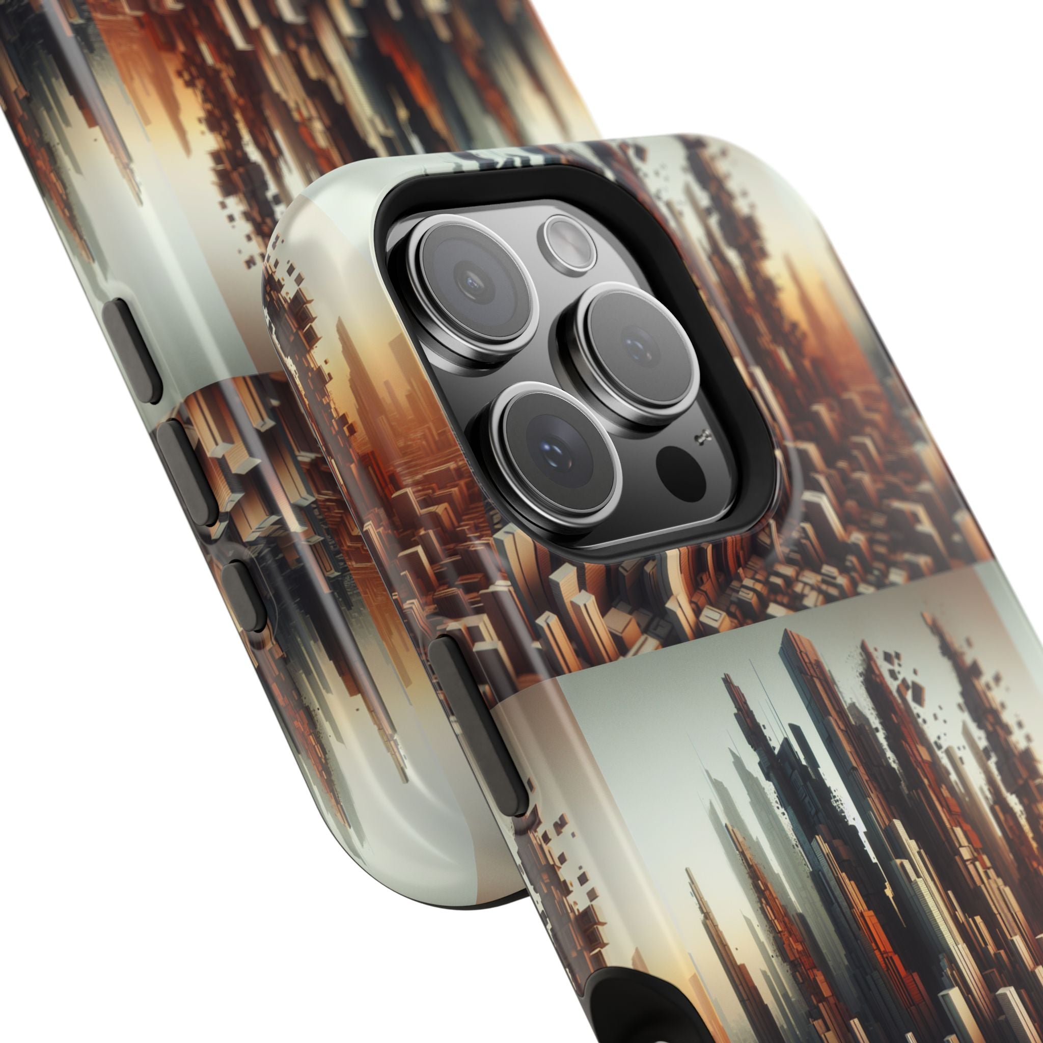 Abstract Skyline iPhone Case — Surreal Cityscape Impact-Resistant Phone Cover