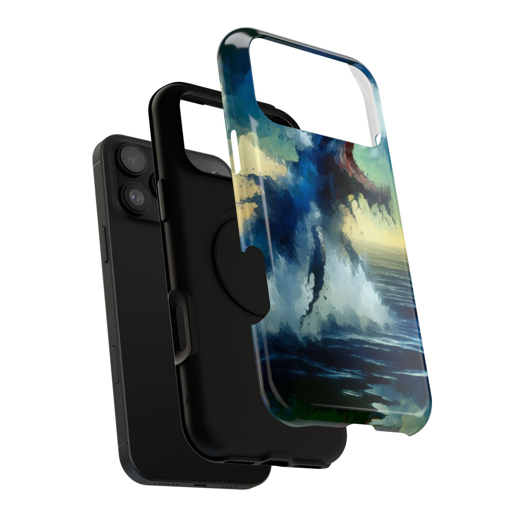 Shark Wave Impact-Resistant Phone Case — Ocean Monster Art Protective Cover