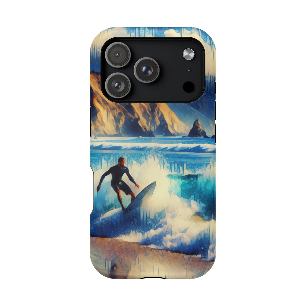Surfer Wave Impact Phone Case – Vibrant Ocean Art Protective Cover