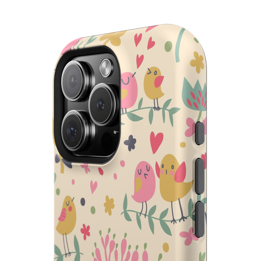 Cute Bird Floral Phone Case, Impact-Resistant