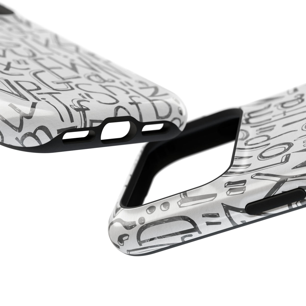 Monochrome Letter Pattern Impact-Resistant Case for iPhone