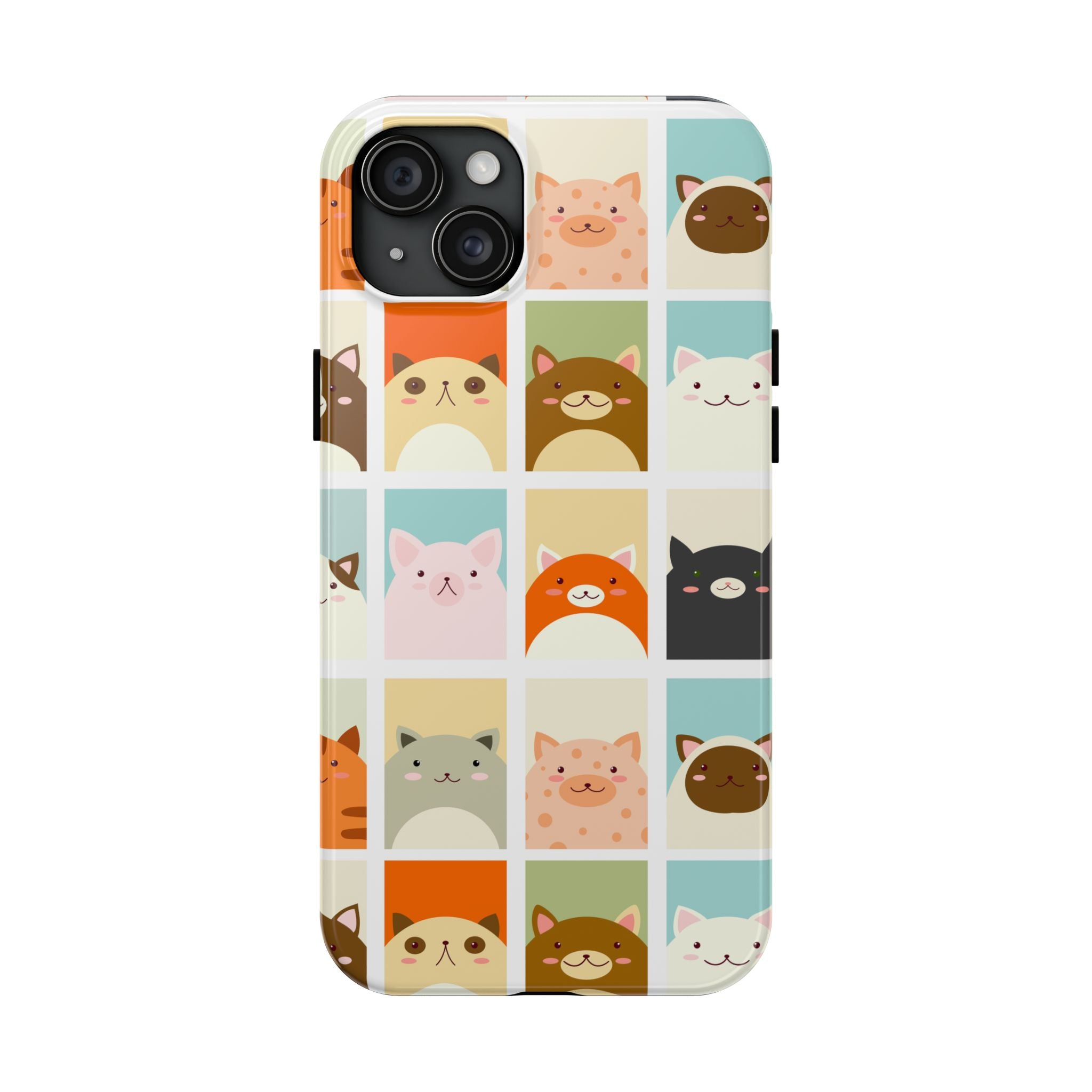 Cute Grid Cats Tough Phone Case