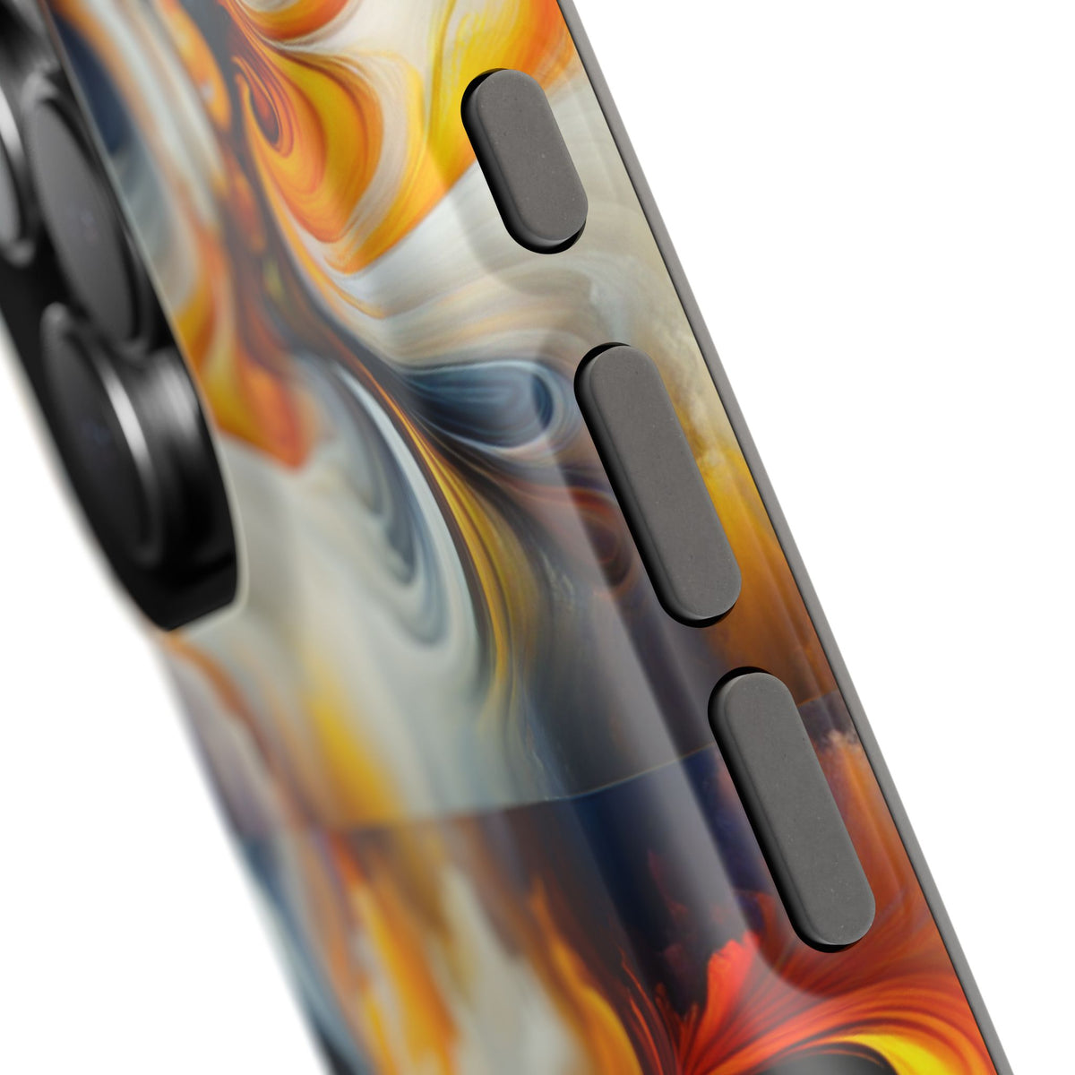 Impact-Resistant Phone Case — Orange & Black Swirl Butterfly Design