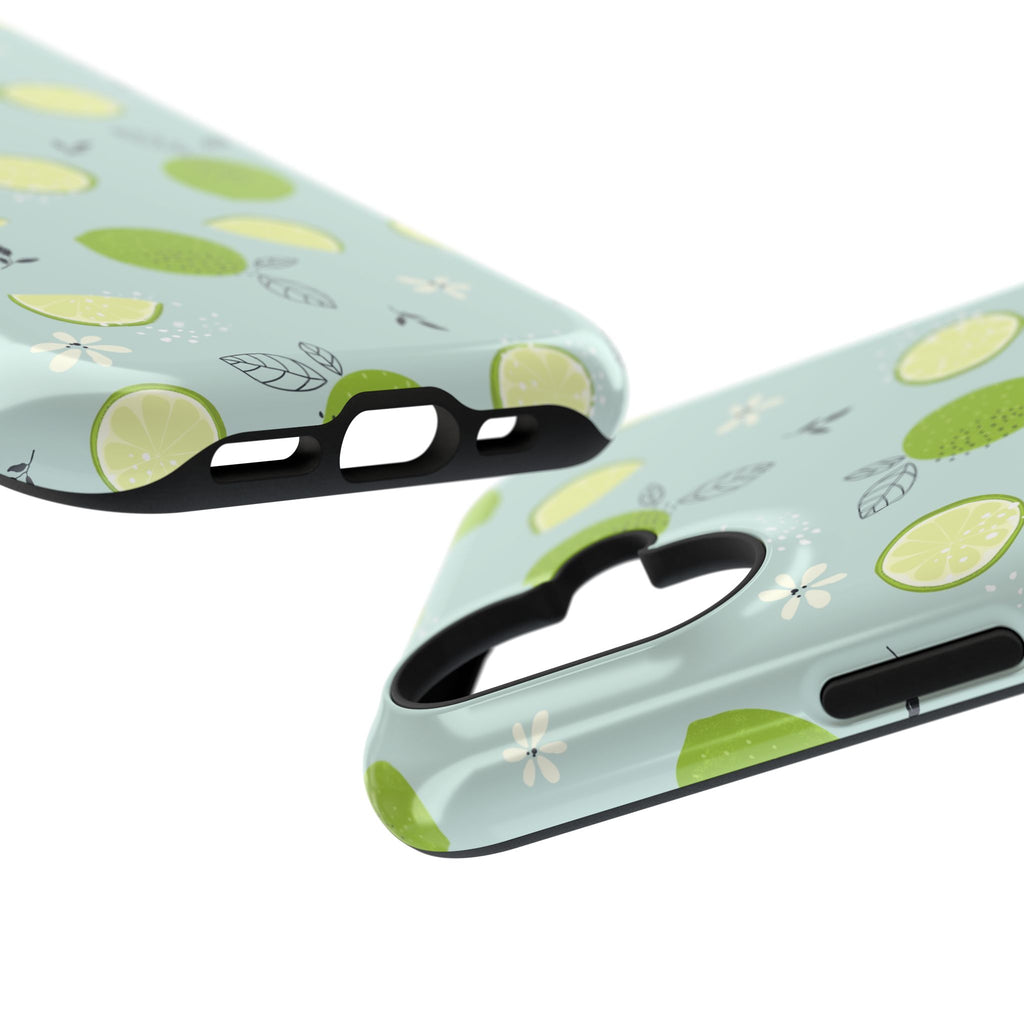 Lime Floral Phone Case, Impact-Resistant