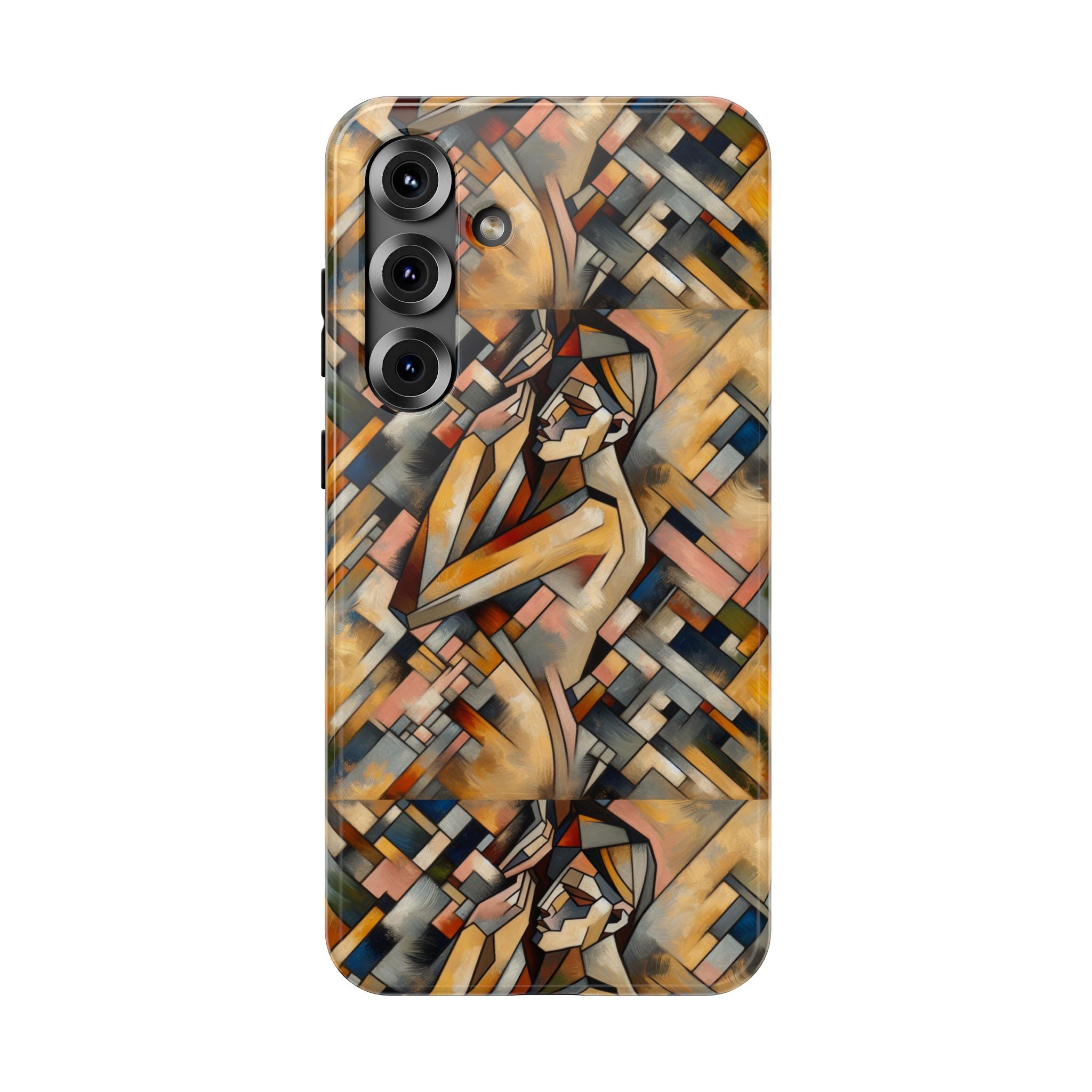 Art Deco Mosaic Phone Case — Geometric Nude Figure Impact-Resistant Case