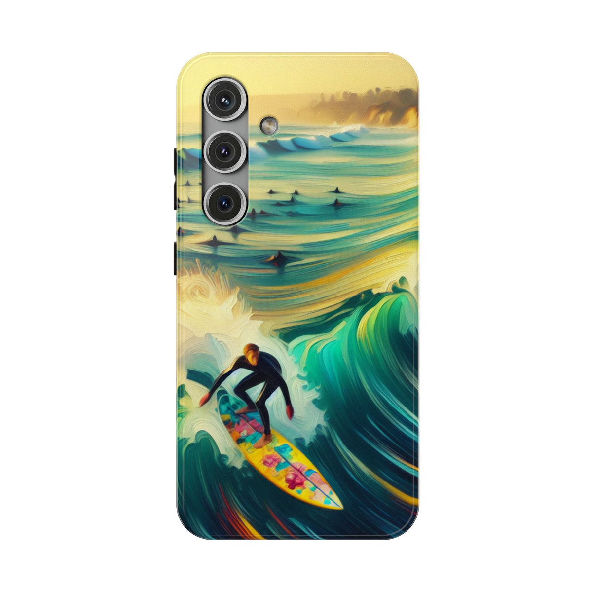 Surfing Waves Impact-Resistant Phone Case — Colorful Surfer Design