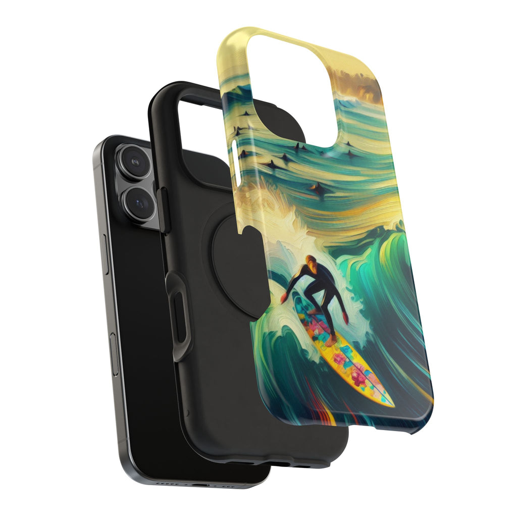 Surfing Waves Impact-Resistant Phone Case — Colorful Surfer Design