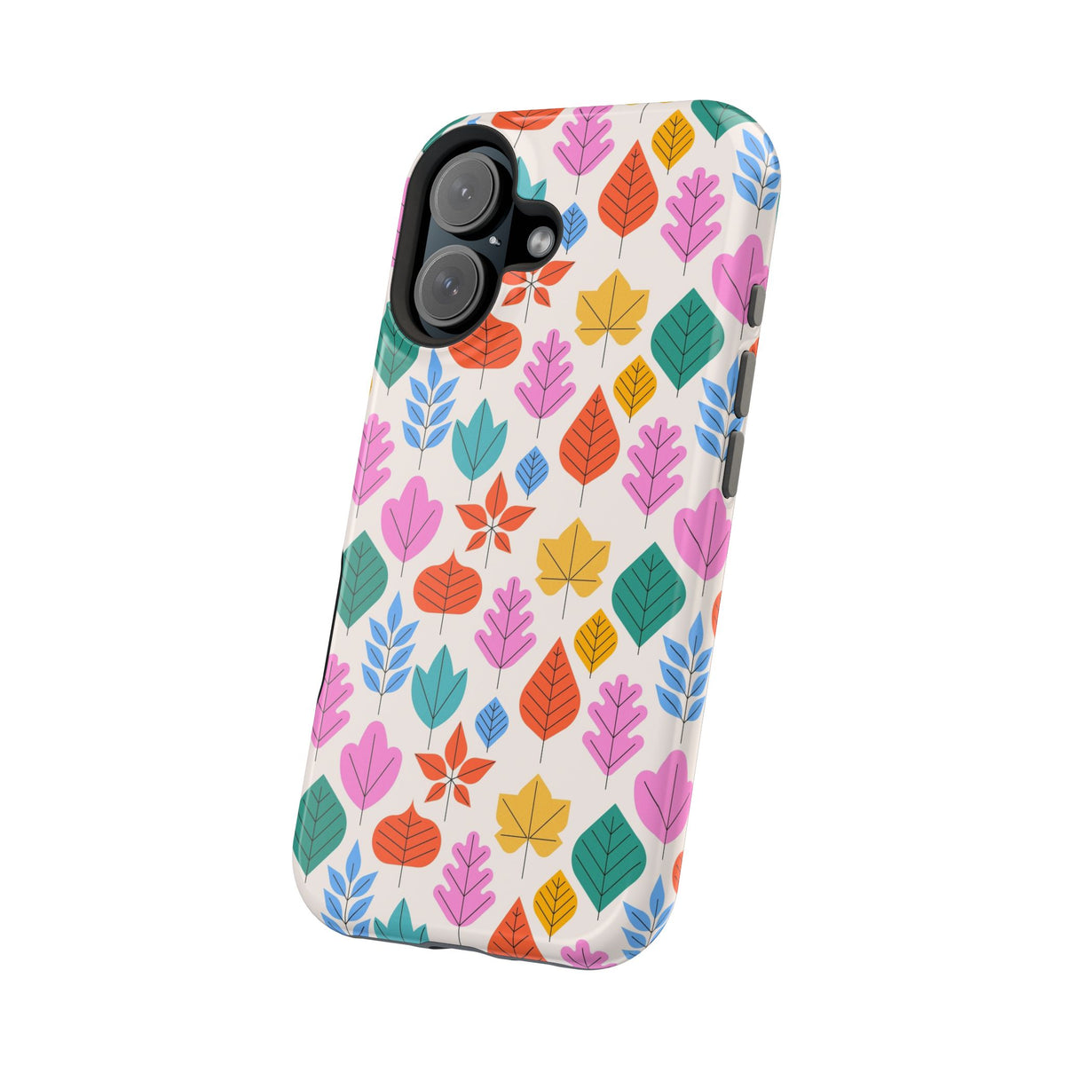 Phone Case — Colorful Retro Leaf Pattern Magnetic Impact-Resistant Case