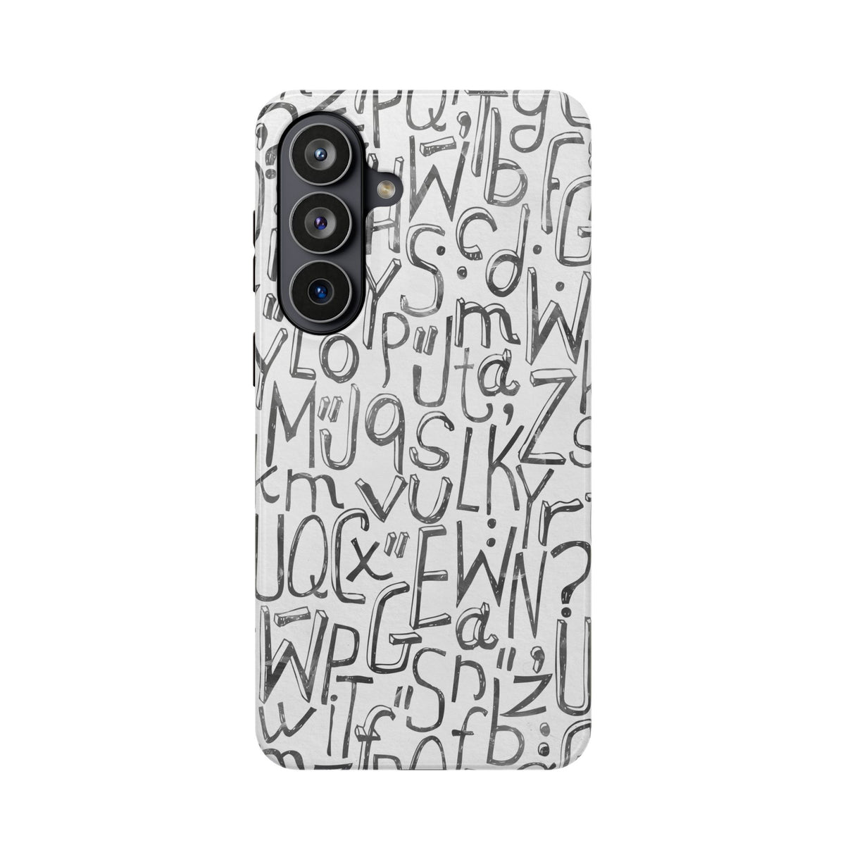 Monochrome Letter Pattern Impact-Resistant Case for iPhone
