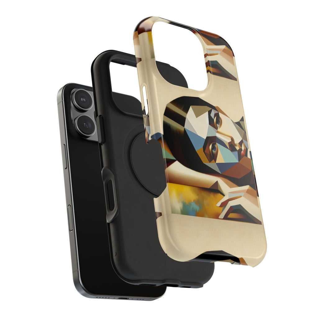 Geometric Portrait Impact-Resistant Phone Case — Abstract Face Art Protective Cover