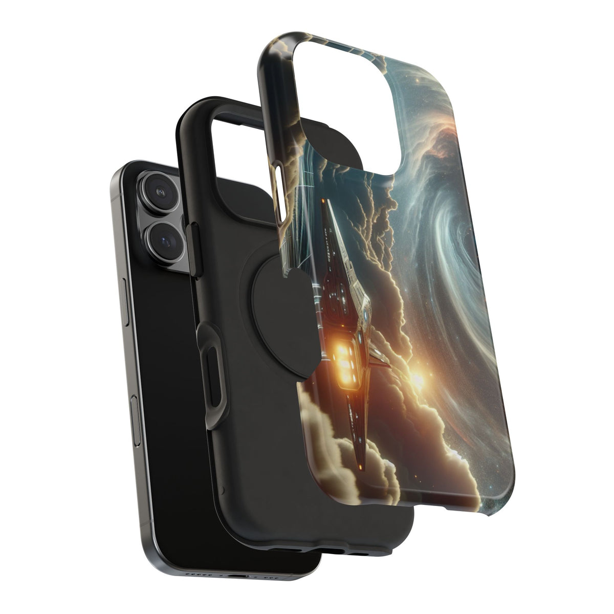 Spacecraft Vortex Phone Case — Impact-Resistant Sci‑Fi iPhone Cover