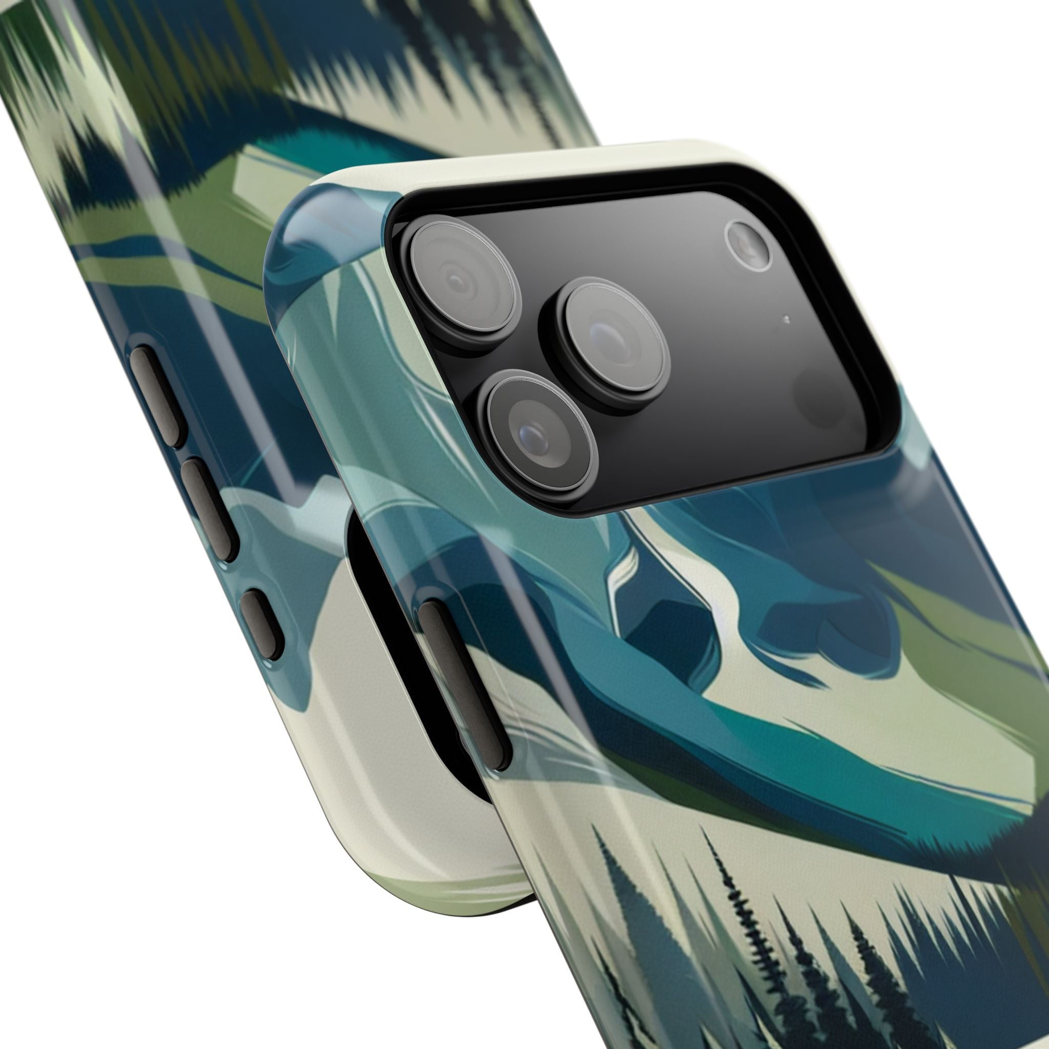 Impact Resistant Phone Case - Mountain Lake with Forest Design