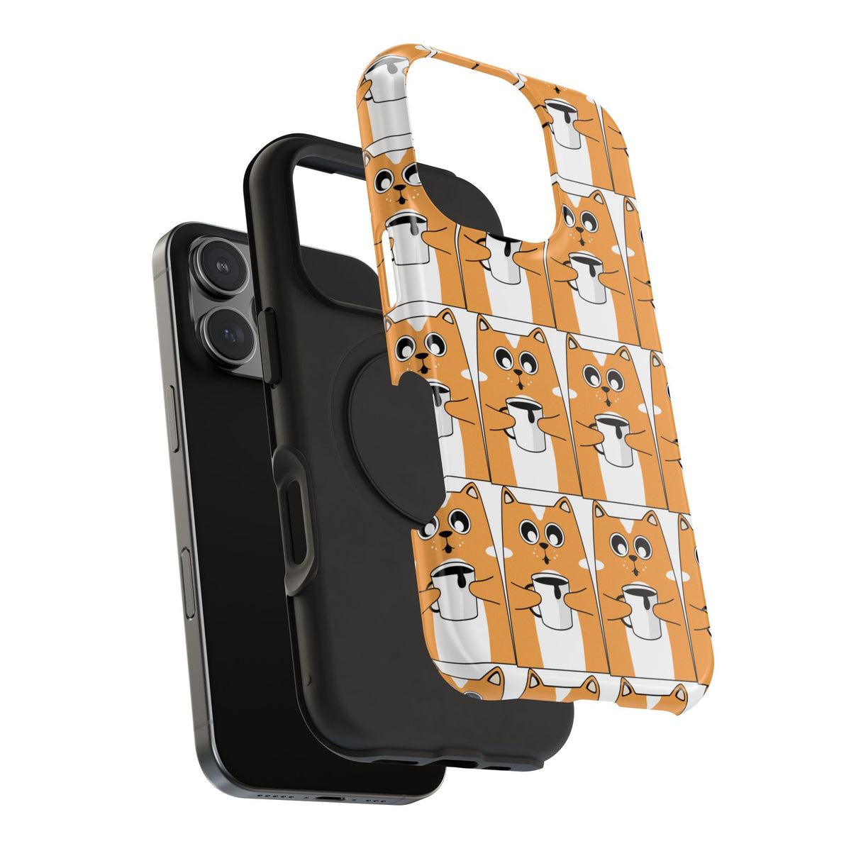 Impact-Resistant Phone Case — Cute Orange Shiba Inu Pattern