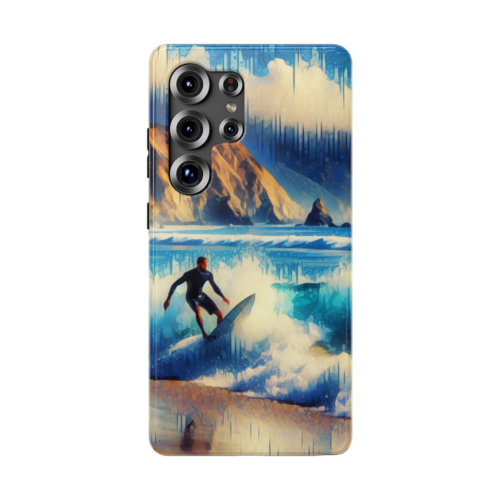 Surfer Wave Impact Phone Case – Vibrant Ocean Art Protective Cover