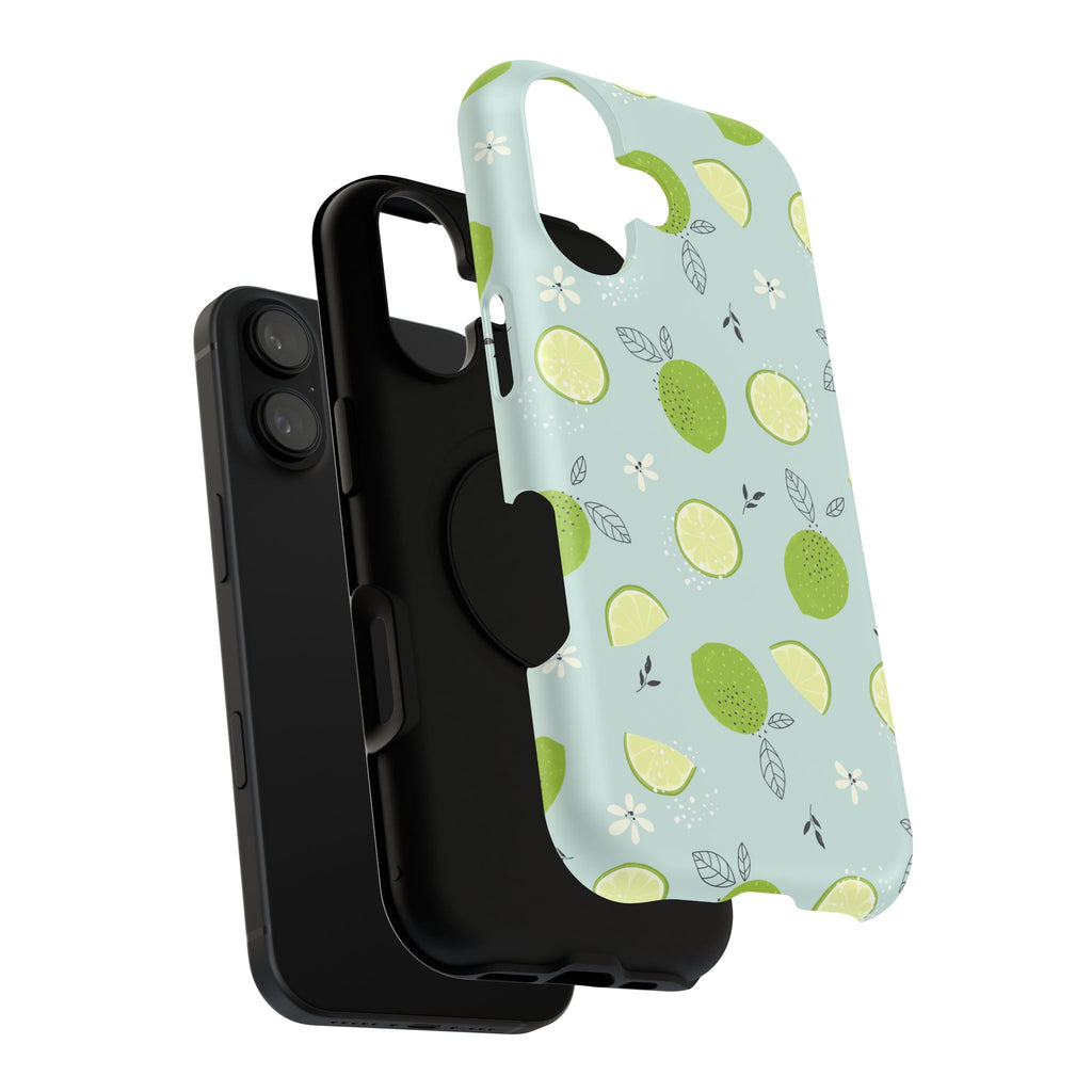 Lime Floral Phone Case, Impact-Resistant