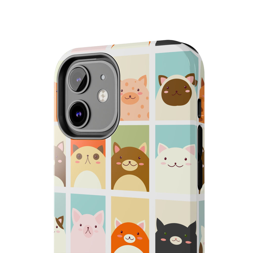 Cute Grid Cats Tough Phone Case