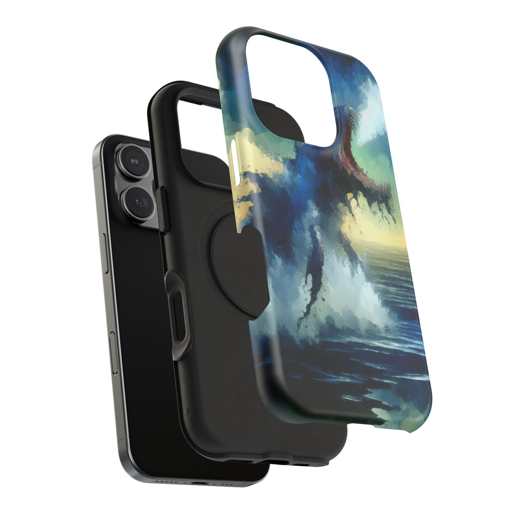 Shark Wave Impact-Resistant Phone Case — Ocean Monster Art Protective Cover