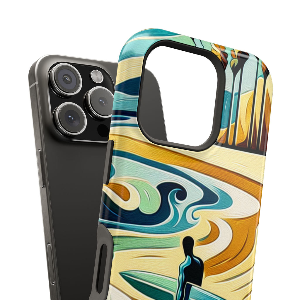 Impact Resistant Phone Case Surfing Colorful Beach Art Case, Summer Vibes