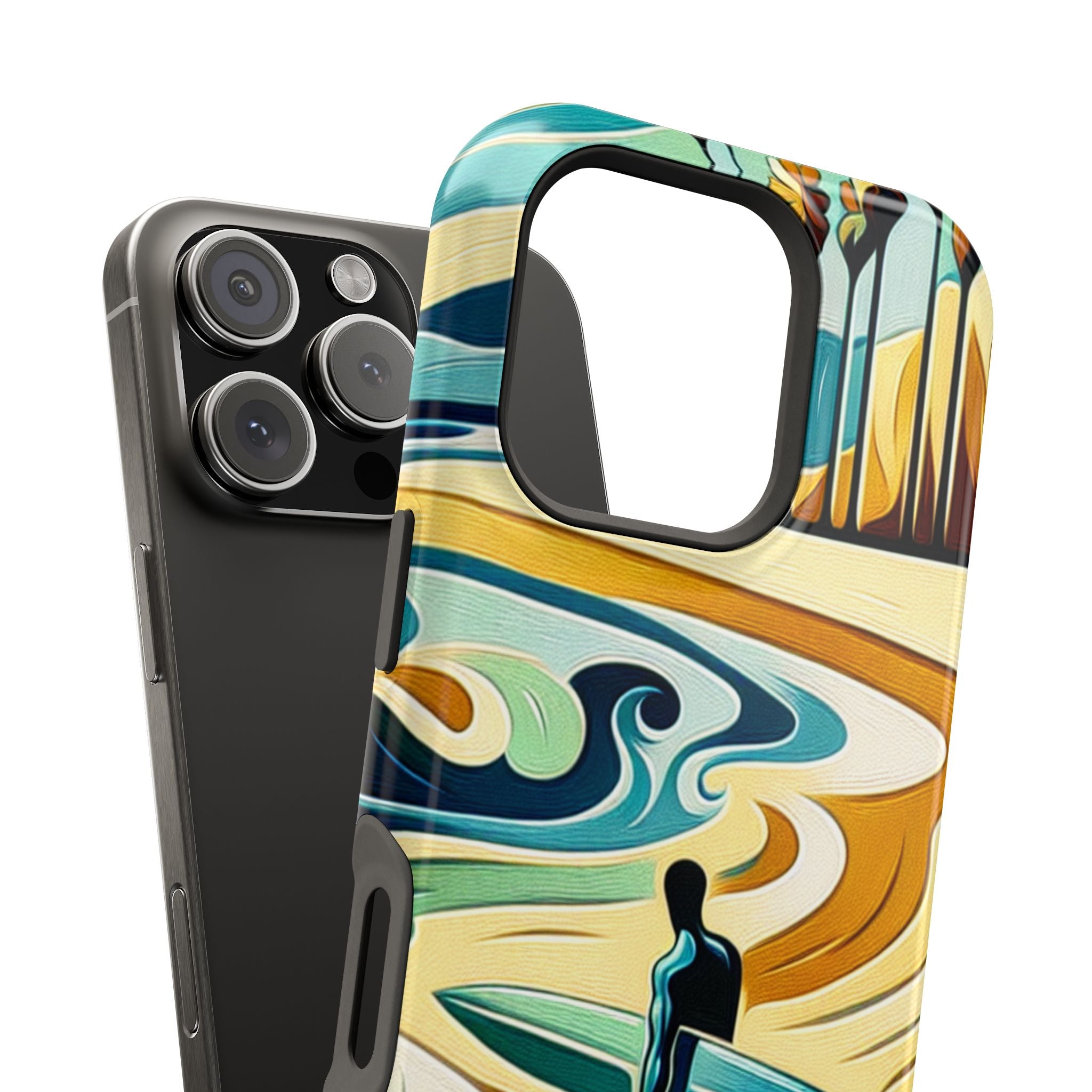 Impact Resistant Phone Case Surfing Colorful Beach Art Case, Summer Vibes