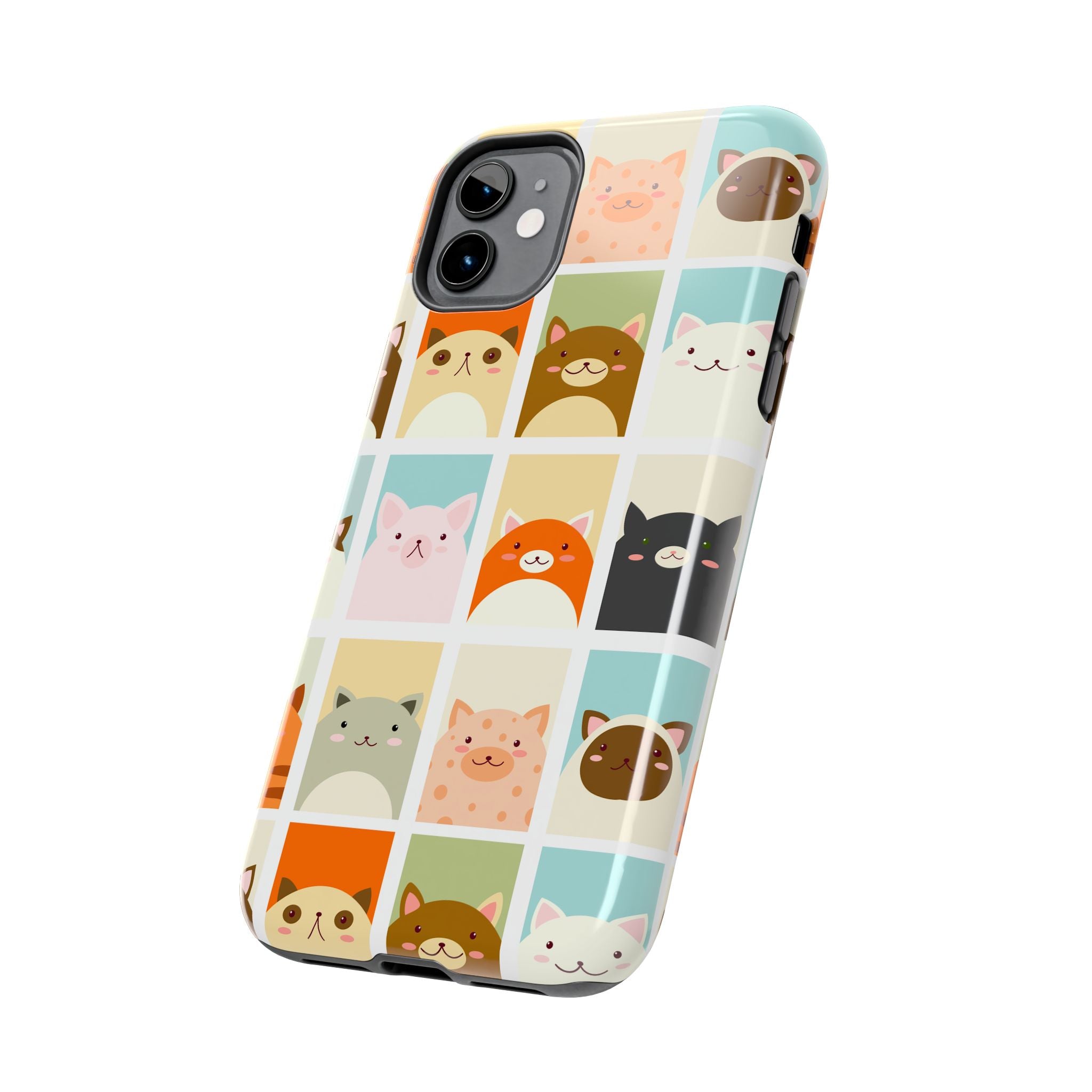 Cute Grid Cats Tough Phone Case