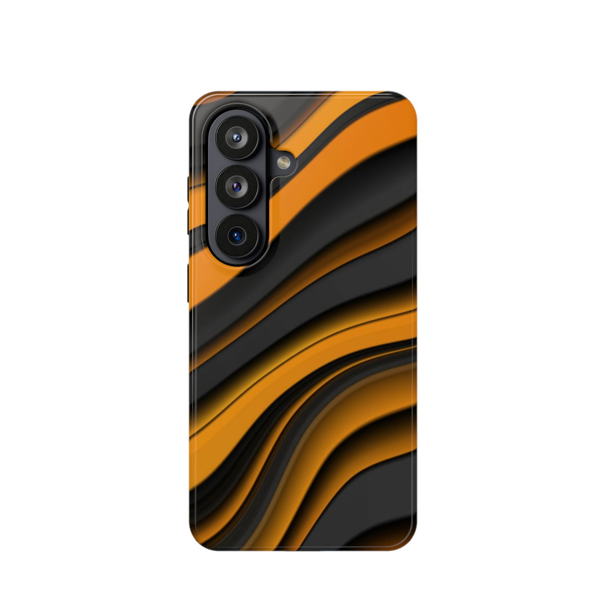 Fancy Orange & Black Wave Design Shockproof Magnetic Phone Case for iPhone/Samsung