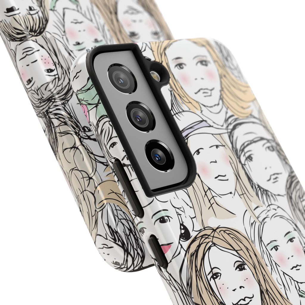 Phone Case — Hand-Drawn Faces Pattern