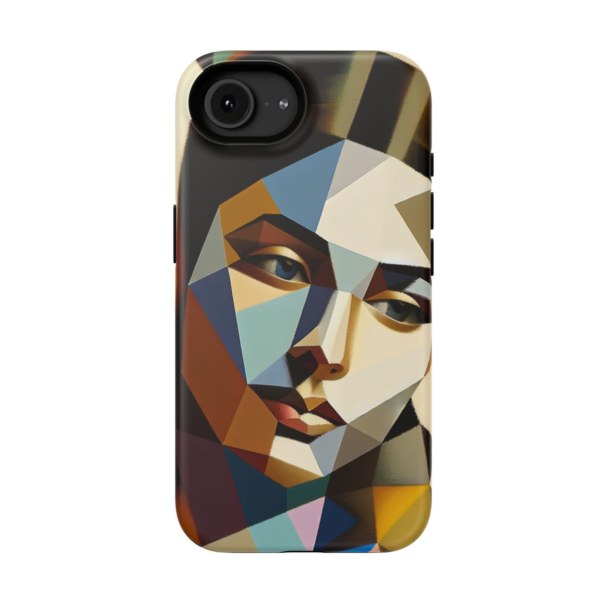Geometric Portrait Impact-Resistant Phone Case — Abstract Cubist Face, Protective iPhone Cover