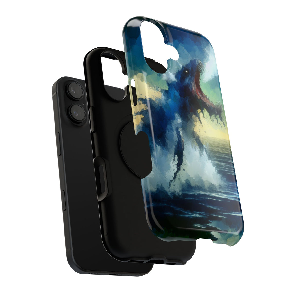 Shark Wave Impact-Resistant Phone Case — Ocean Monster Art Protective Cover