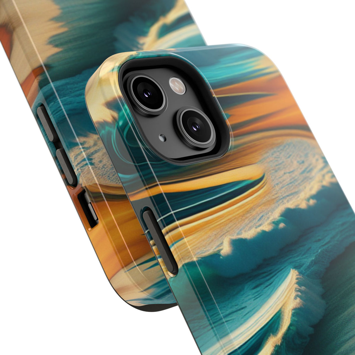Surf Sunset Impact-Resistant Phone Case — Surfer Silhouette Beach Waves Design