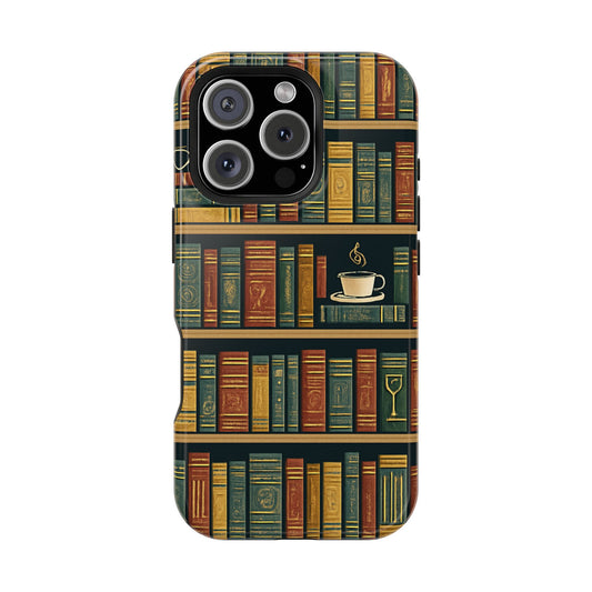 Bookshelf Pattern Impact-Resistant Phone Case