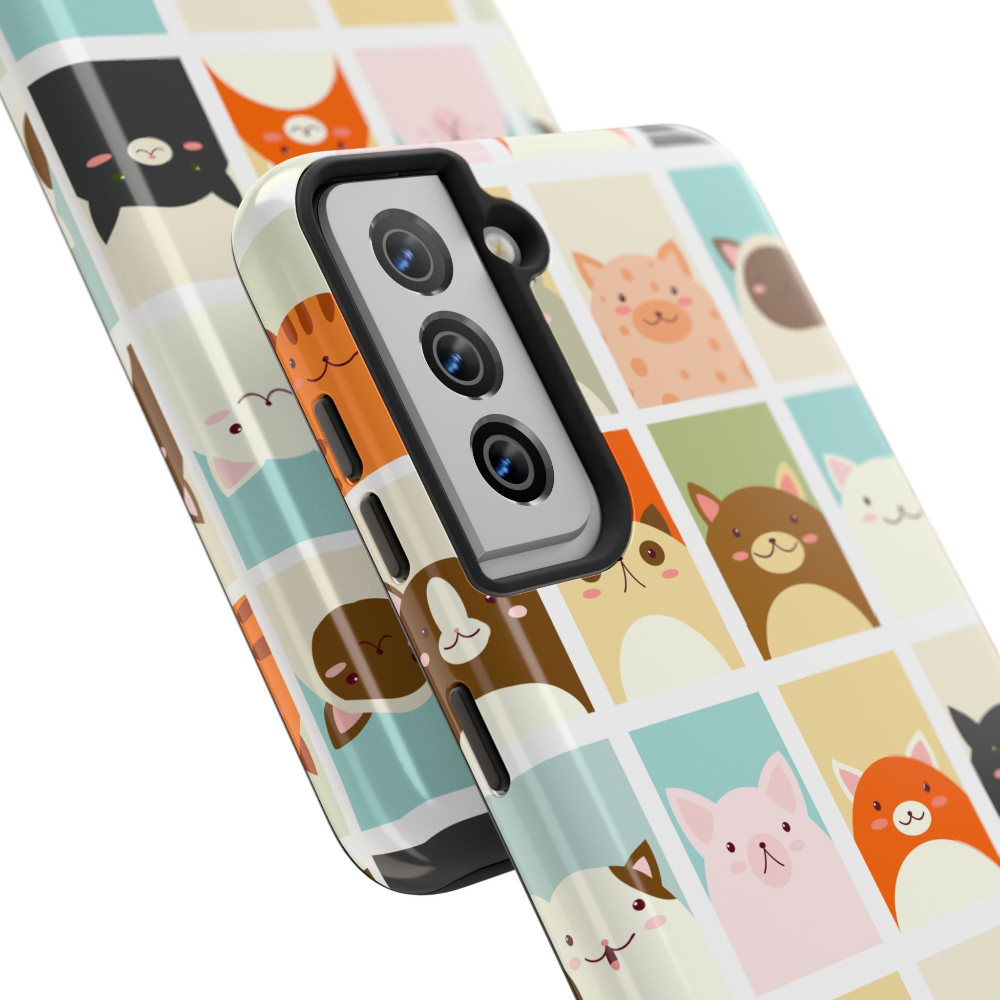 Cute Grid Cats Tough Phone Case