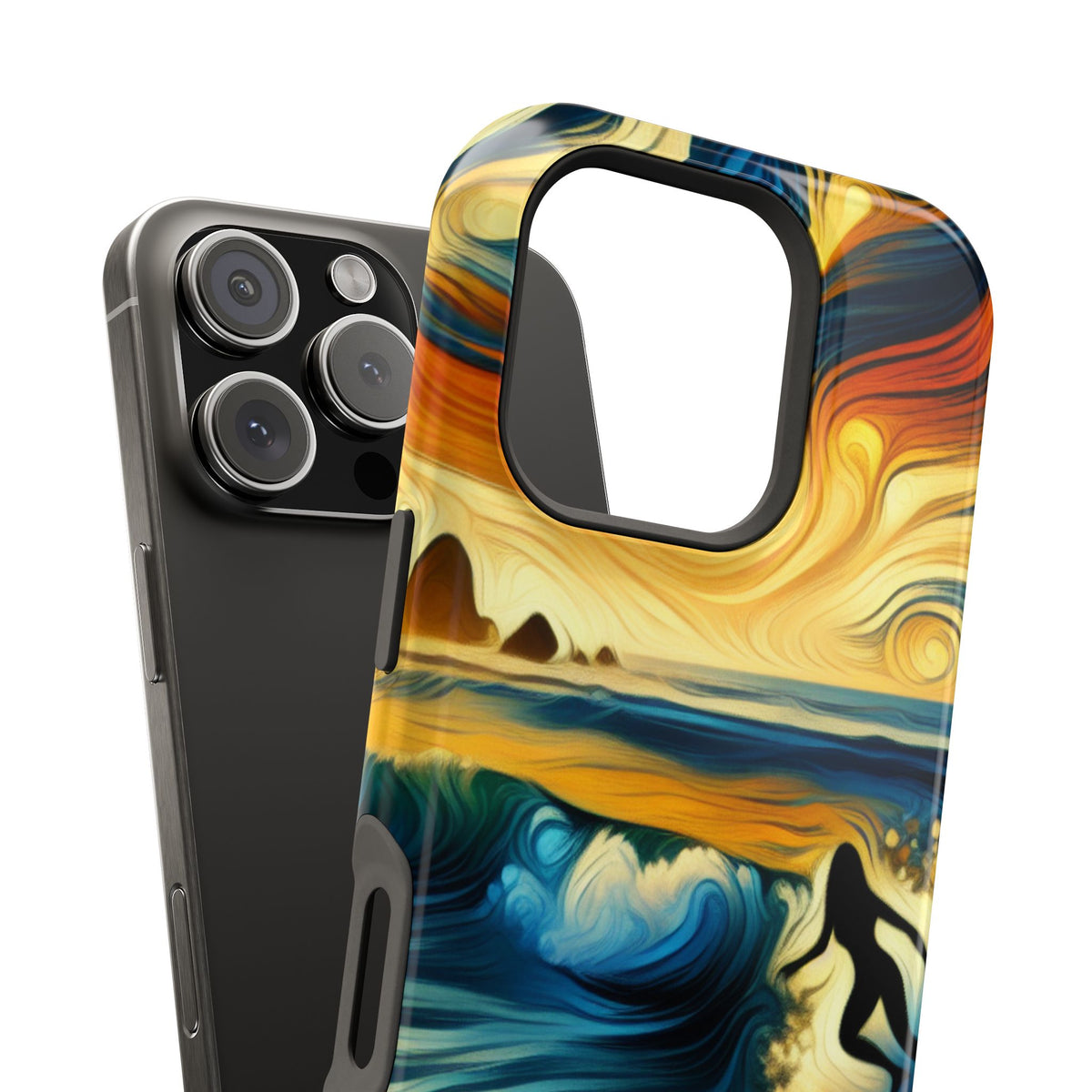 Surfer Sunset Phone Case — Impact‑Resistant Artistic Wave Design