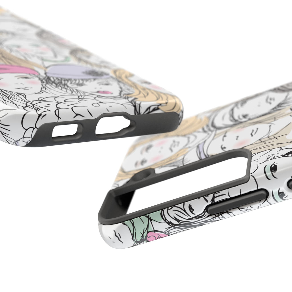 Phone Case — Hand-Drawn Faces Pattern