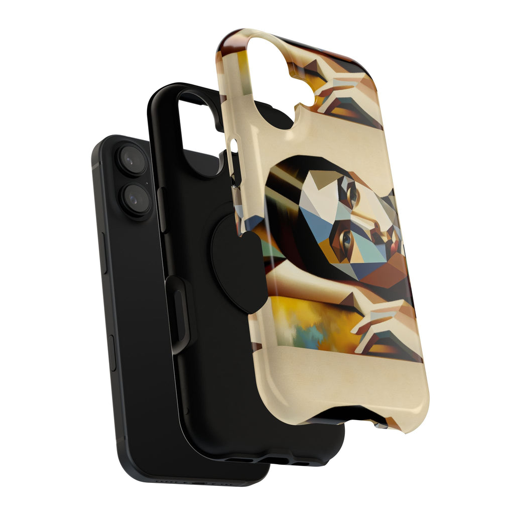 Geometric Portrait Impact-Resistant Phone Case — Abstract Face Art Protective Cover