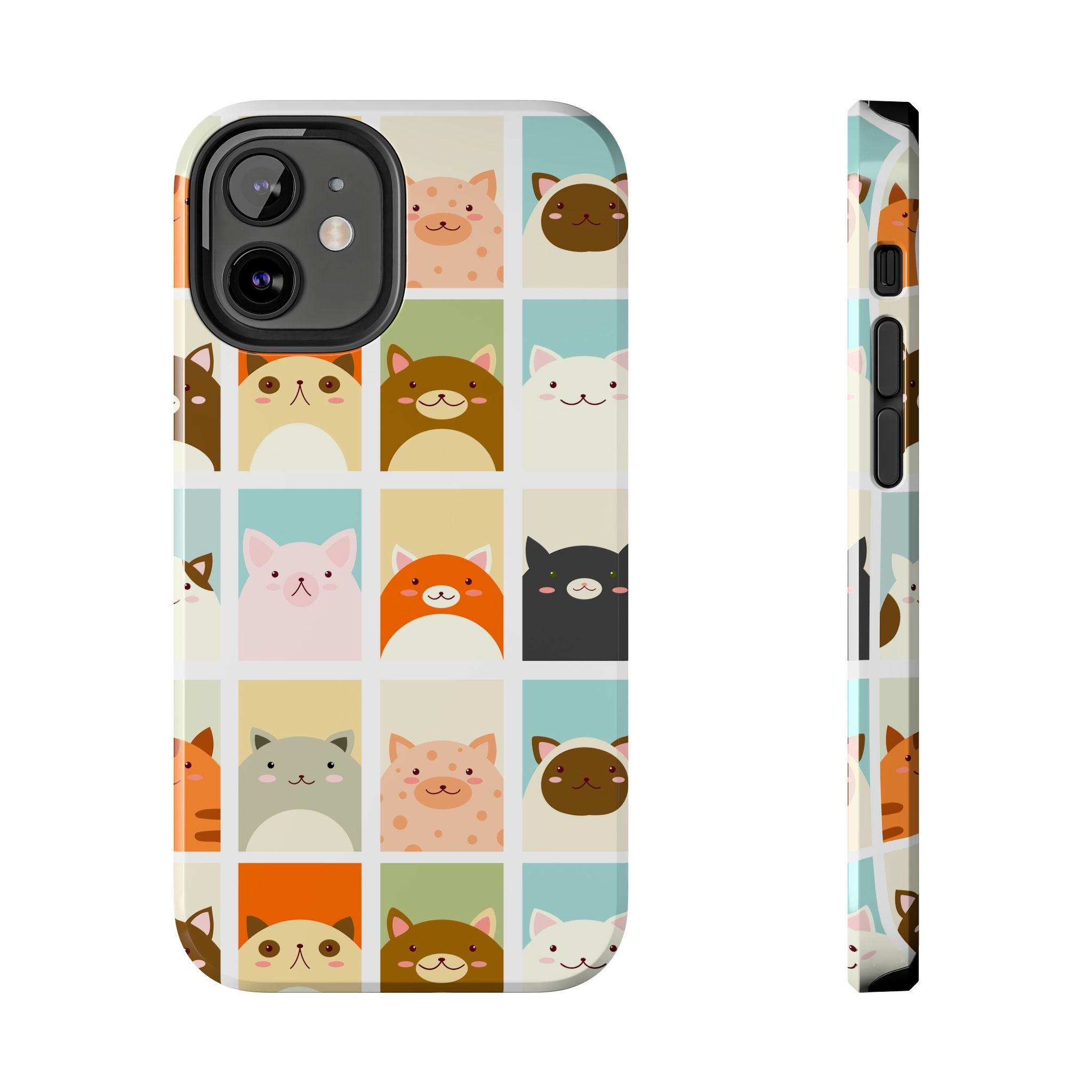 Cute Grid Cats Tough Phone Case