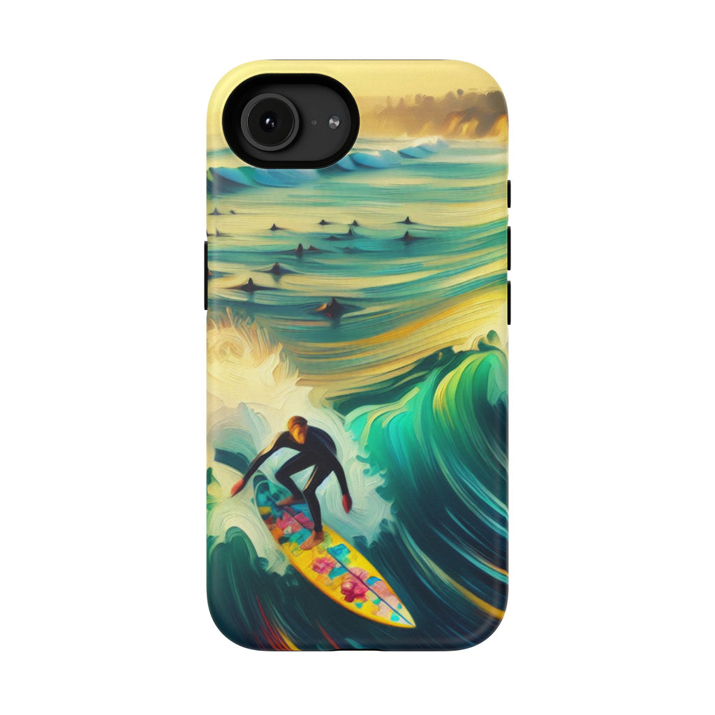 Surfing Waves Impact-Resistant Phone Case — Colorful Surfer Design
