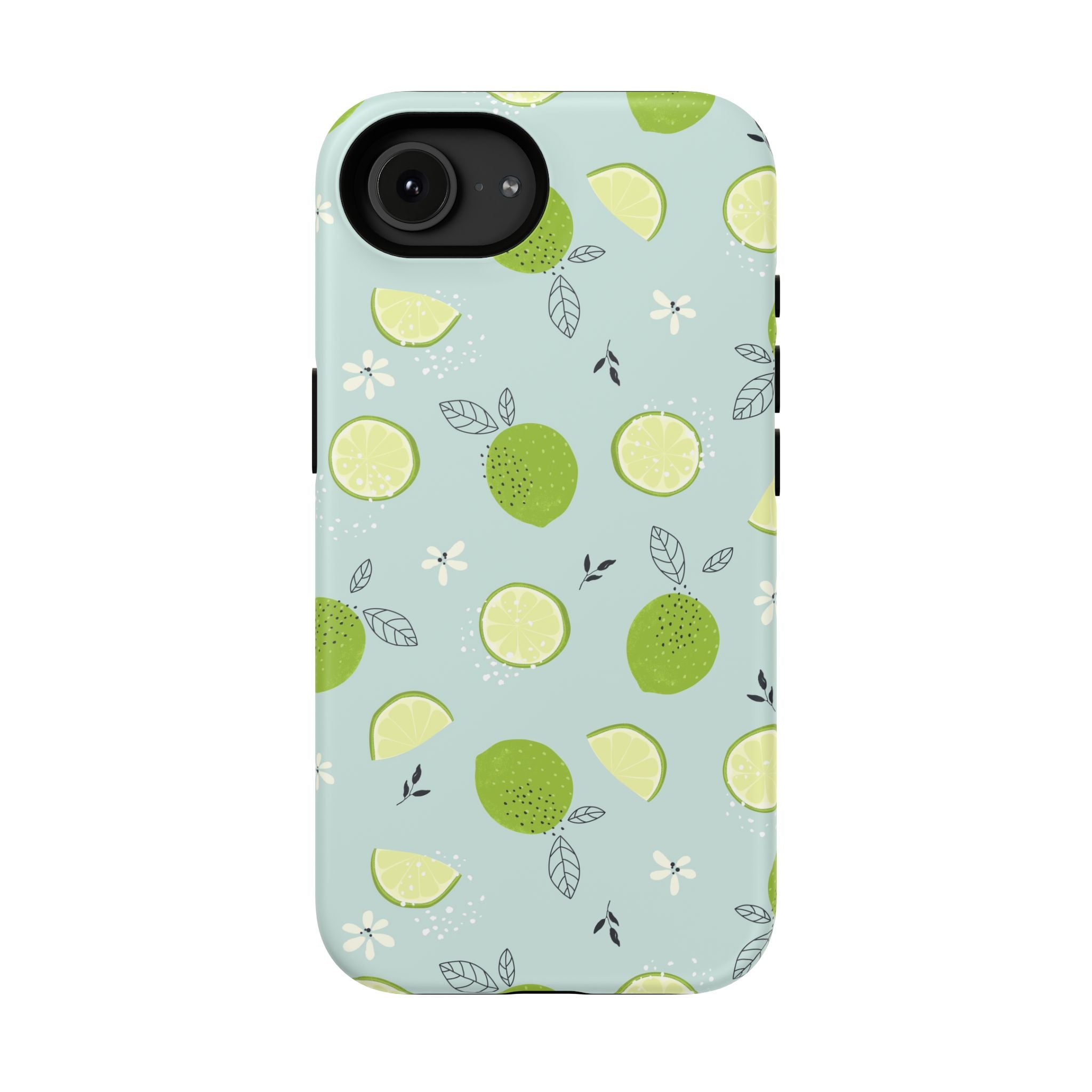 Lime Floral Phone Case, Impact-Resistant